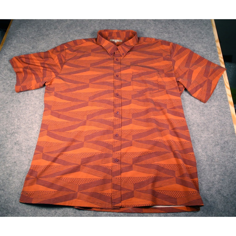 He'olu Lifestyle Collections Mens 3XL Orange Geometric Tribal Button Down Shirt - Picture 1 of 7